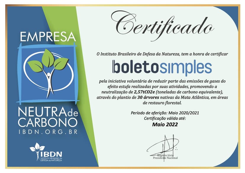 Certificado Empresa Neutra em Carbono 2022