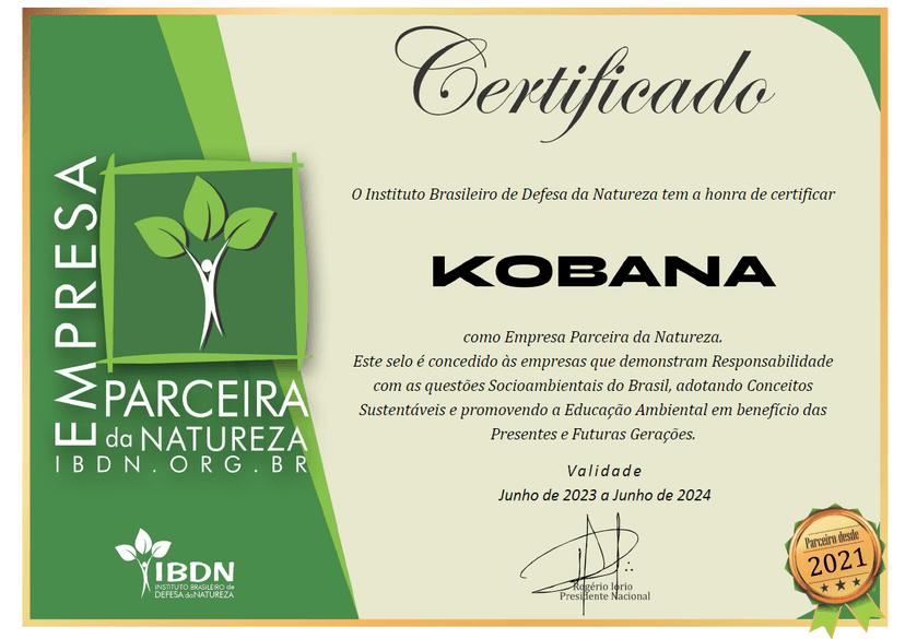 Certificado Empresa Parceira da Natureza 2024