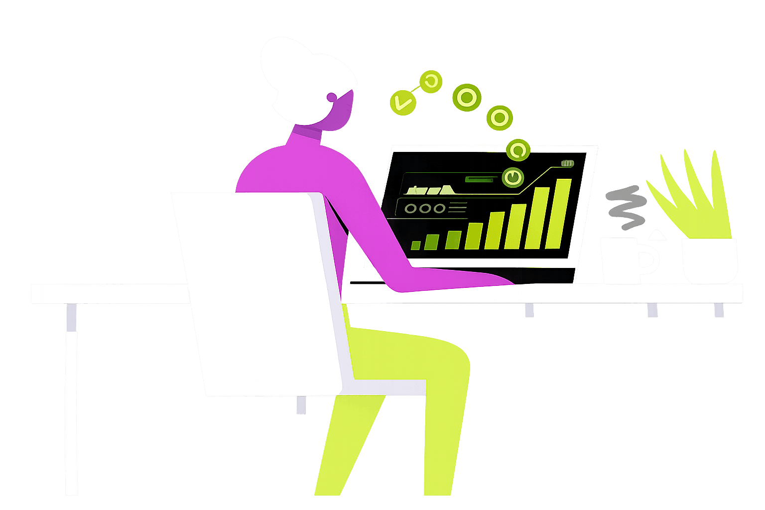 Ilustração de dashboard de contas a receber com gráficos de crescimento